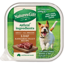 Photo of Natures Gift Natural Kangaroo Fillet Loaf Style Dog Food Tray