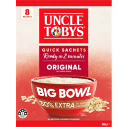 Photo of Uncle Tobys Original Big Bowl Quick Oats Sachets 8 Pack 368g