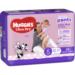 Photo of Huggies Ultra Dry Nappy Pants Girl Size 5 (12-17kg) 26 Pack 