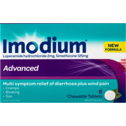 Photo of Imodium Diarrhoea Relief Plus Wind Pain Advanced Mint Flavour Chewable Tablets 6 Pack