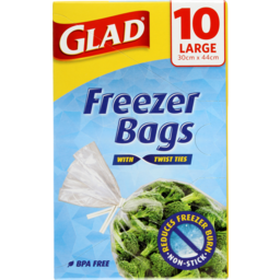 Photo of Glad Freezer Bags With Twist Ties Large 30cmx44cm 10 Pack