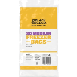 Photo of Black & Gold Freezer Bags Medium 80