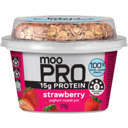 Photo of Moo Pro 15g Protein Strawberry & Muesli Yoghurt 170g