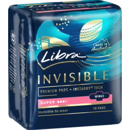 Photo of Libra Invisible Pads Super With Wings 10pk