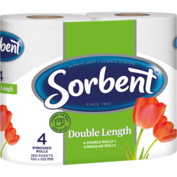 Photo of Sorbent Double Length Toilet Tissue 4 Pack 