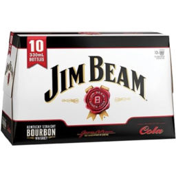 Photo of Jim Beam 4.8% Bourbon & Cola 10x330ml Bottles