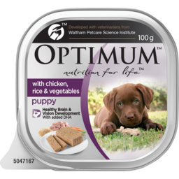 Photo of Optimum Puppy With Chicken Rice & Vegetables Dog Food Tray 100g