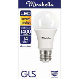 Photo of Mirabella Gls Led Warm White Brightness 1400 Lumens 14 Watt Dimmable Edison Screw Single Pack