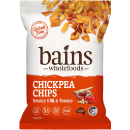 Photo of Bains Wholefoods Gluten Free Smokey BBQ & Tomato Chickpea Chips 100g