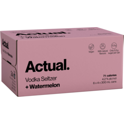 Photo of Actual Vodka Seltzer Watermelon 4.2% 300ml 24 Pack