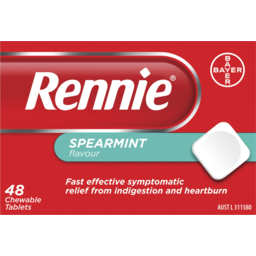 Photo of Rennie Spearmint Flavour Chewable Tablets 48 Pack