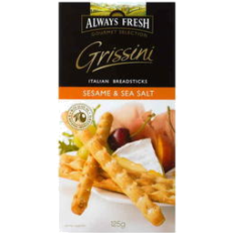 Photo of Always Fresh Grissini Italian Breadsticks Sesame & Sea Salt 125g