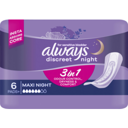 Photo of Always Discreet For Sensitive Bladder Maxi Night Incontinence Pads 6 Pack