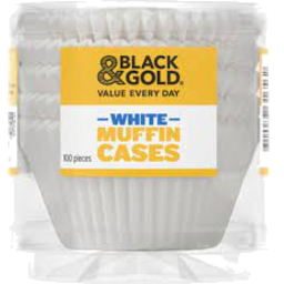 Photo of Black & Gold Muffin Cases Whte 100s
