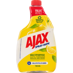 Photo of Ajax Spray N' Wipe Multi-Purpose Cleaner Refill, Value Pack , Lemon Citrus, Antibacterial Disinfectant