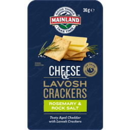 Photo of Mainland On The Go Tasty Aged Cheddar Cheese & Rosemary & Rock Salt Lavosh Crackers 4 Pack 36g