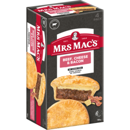 Photo of Mrs Macs Beef Cheese Bacon Pie 4pk
