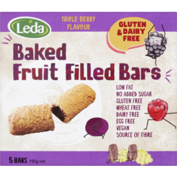 Photo of Leda Triple Berry Flavour Gluten & Dairy Free Baked Fruit Filled Bars 5 Pack