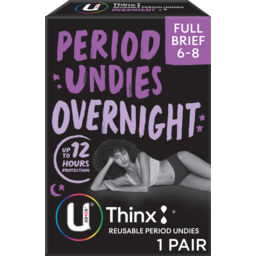 Photo of U By Kotex Overnight Reusable Full Brief Period Undies Size 6-8 Single Pack