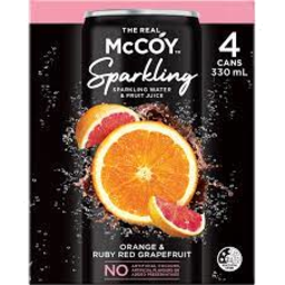 Photo of McCoy Sparkling Fruit Juice Orange & Grapefruit 4 Pack