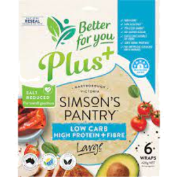 Photo of Simson Pantry Wrap Low Carb High Protein 6pk 420gm