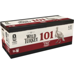 Photo of Wild Turkey 101 & Cola 6.5% Can 375ml 3x10pk
