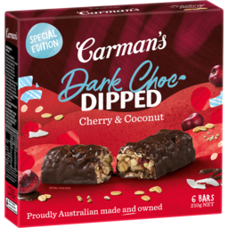 Photo of Carman's Dark Choc Dipped Cherry & Coconut Bars 6.0x35g