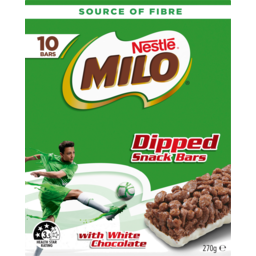 Photo of Nestle Milo White Chocolate Dipped Snack Bars 10 Pack 270g