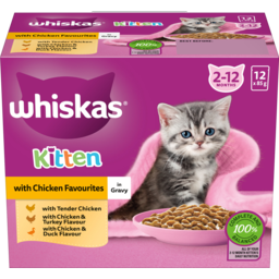 Photo of Whiskas Kitten 2-12 Months In Gravy With Chicken Cat Food Pouches Multipack