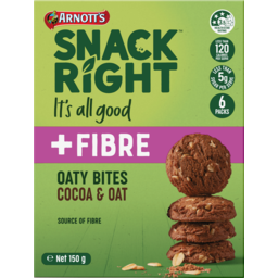 Photo of Arnotts Snack Right & Fibre Cocoa & Oat Oaty Bites 6 Pack 150g