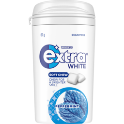 Photo of Extra White Soft Chew Peppermint Gum Sugar Free Bottle 30 Piece 67g