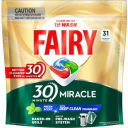 Photo of Fairy 30 Minute Miracle Deep Clean Dishwasher Capsules 31 Pack