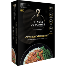 Photo of Fitness Outcomes Frozen Open Chicken Burrito With Brown Rice And Green Beans 350g