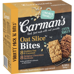 Photo of Carman's Oat Slice Bites Variety Pack Golden Oat & Coconut And Belgian Chocolate Brownie 16 Pack 320g 320g