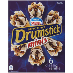 Photo of Nestle Peters Drumstick Minis Classic Vanilla 6pk 490ml