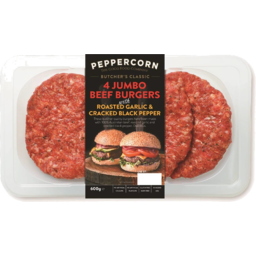 Photo of Peppercorn Pepper Beef & Garlic Burgers 600gm