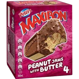 Photo of Peters Maxibon Peanut Jams With Butter Ice Cream 4 Pack 560ml