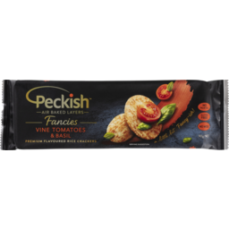 Photo of Peckish Fancies Premium Flavoured Rice Crackers Vine Tomatoes & Basil 90g