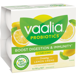 Photo of Vaalia Probiotic Yoghurt Lemon Creme 4 X 150g 4.0x150g