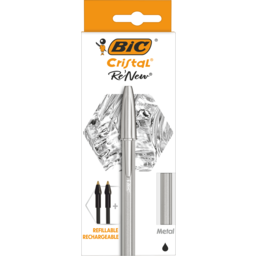 Photo of Bic Cristal Re'new Ball Pen + 2 Refill Cartridges - Black