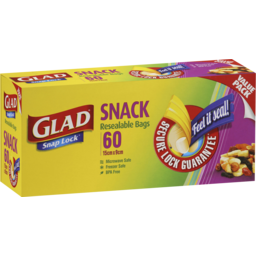 Photo of Glad Snap Lock Snack Resealable Bags 60 + Bonus 10 Pack 