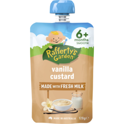 Photo of Raffertys Garden Vanilla Custard 6+ Months Smooth Baby Food 120g