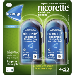 Photo of Nicorette Nicotine Cooldrops Icy Mint Regular Strength 2mg Lozenges 80 Pack