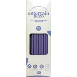Photo of Entertain By Eco Joy Paper Straws Purple 50 Pack