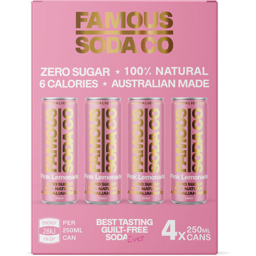 Photo of Famous Soda Pink Lemonade (250ml x 4 Pack)