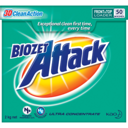 Photo of Bio Zet Attack 3d Clean Action Ultra Concentrate Front & Top Loader Laundry Powder 2kg