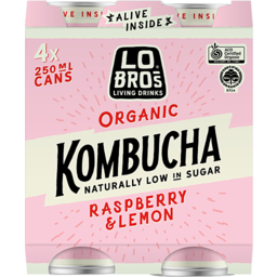 Photo of Lo Bros Kombucha Raspberry & Lemon 4x250ml