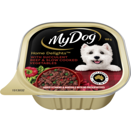 Photo of My Dog Home Delights Wet Dog Food With Succulent Beef & Slow Cooked Vegetables Tray