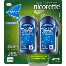 Photo of Nicorette Quit Smoking Regular Strength Cooldrops Nicotine Lozenge Icy Mint 4 X 20 Pack