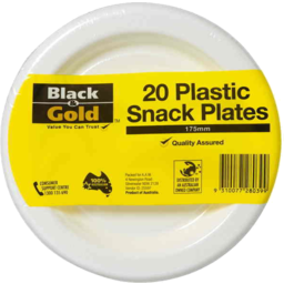 Photo of Black & Gold Plate Snack Plates 180mm 20pk
